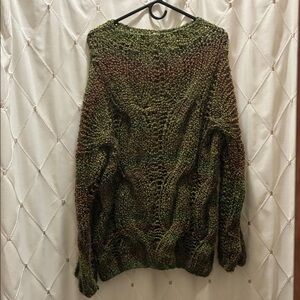 Cozy Green and Brown Knit Sweater